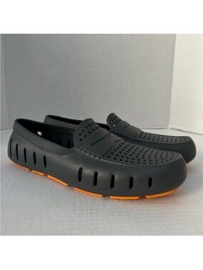 Floafers Water Shoes Boat Country Club Drivers Black Asphalt Flame Orange size 9